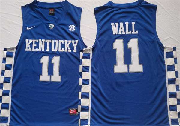 Mens Kentucky Wildcats #11 John Wall Blue Stitched Jersey